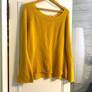 Moth by Anthropologie gold sweater, lightweight. Bell sleeves